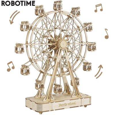 Robotime Rolife 232pcs Rotatable DIY 3D Ferris Wheel Wooden Model Building Block Kits Assembly Toy Gift for Children Adult TGN01