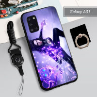 เคสนิ่มสำหรับ Samsung Galaxy A31เคสโทรศัพท์กล่องคลุมทั้งหมดพิมพ์ลายป้องกันการตกหล่นกันรอยขีดข่วนฝามีที่ถือวงแหวนและเชือกสำหรับโทรศัพท์