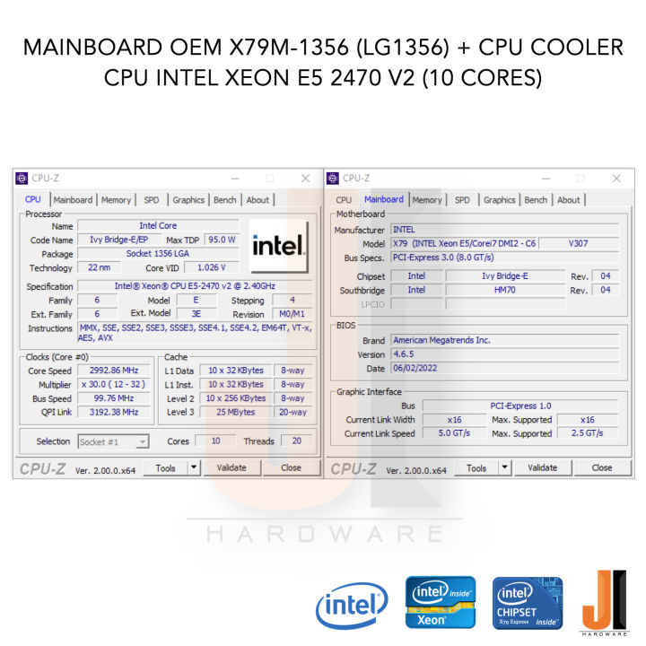 ชุดสุดคุ้ม-mainboard-oem-x79m-1356-lga1356-intel-xeon-e5-2470-v2-with-cpu-cooler-2-4-3-2-ghz-10-core-20-thread-95-watts-สินค้าใหม่สภาพดีมีฝาหลังมีการรับประกัน