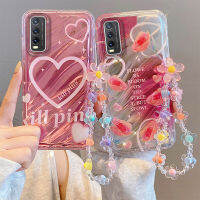 เคสโทรศัพท์สำหรับ Vivo สร้อยข้อมือมุก Y20i Y20 Y12S เคสแฟชั่นลายดอกไม้สวยๆเคสด้านหลังซิลิโคนอ่อนดีไซน์สวยกันกระแทกและกันกระแทก