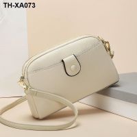 The new 2023 new packet head layer cowhide one shoulder aslant ladies mobile phone bag contracted fashion sense bag ladies