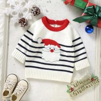 Toddler Infant Kids Baby Girls Boys Christmas Santa Long Sleeve Sweaters Warm Jacket Cotton Knit Striped Xmas Coat Clothes Girls