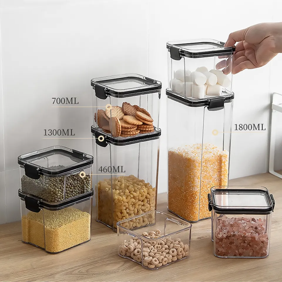 460~1800ml Stackable Storage Box Transparent Kitchen Containers