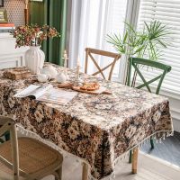 6/8/10 Seaters American Style Tablecloth Blue Oil Painting Jacquard Table Cloth Cabinet Furniture Dust Cover Coffee Table Flower Home Textile