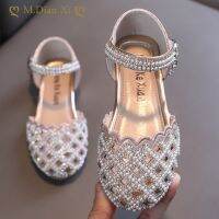 【hot】◐❃▨  New Kids Flats Sandal Rhinestone Children Learn Hollow Out Beach Shoes Size 21-36