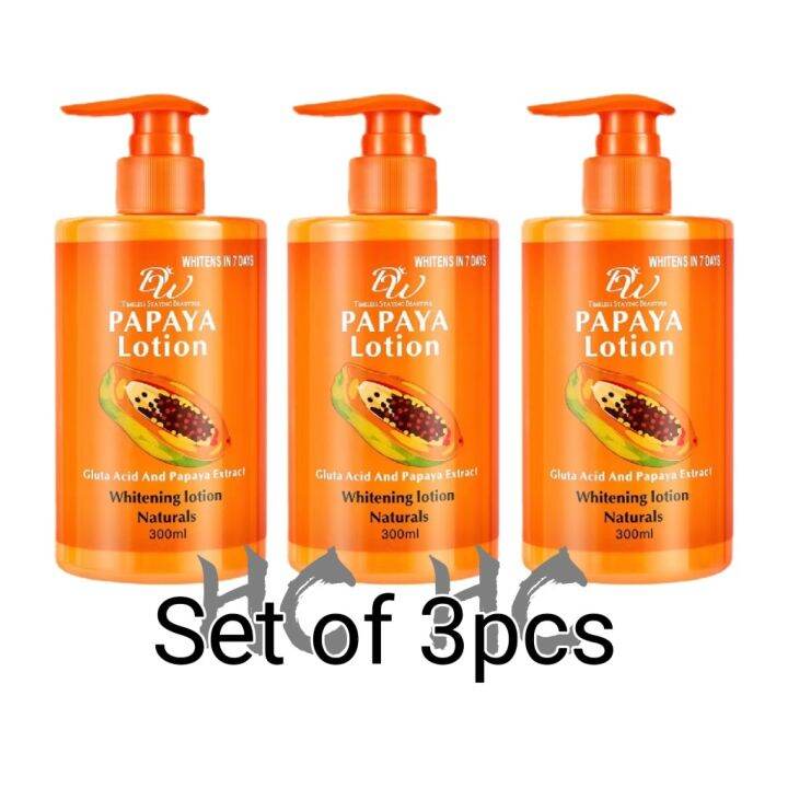 （Set of 3pcs）Whitens In 7 Days Papaya Lotion Gluta Acid And Papaya