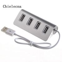 ❐₪ Chielecnal Aluminum Blue led Mini 4 Port HUB High Speed USB 2.0 Splitter Adapter Hub with Cable For Macbook PC Laptop