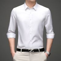 Easy Care Shirt Formal Business Smooth Soft Office/Working Wear Standard-fit Solid Micro Stretch Men Shirt Long Sleeve Slim Fit