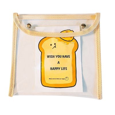 PVC Snap Button Bag Pencil Case Test Paper Stationery Storage Bag Large Capacity Waterproof Transparent Document Bag