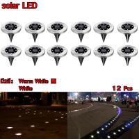 Solar Garden Light 8LED โคมไฟตกแต่งสนามหญ้า ฝังพื้นโซล่าเซลล์พลังงานแสงอาทิตย์ มี2สี（เหลือง-ขาว) - 12 ต้น