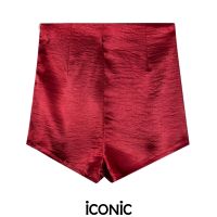 iCONiC RED Kengsan Shorts #0034 กางเกงขาสั้น สีแดง เอว27-28" สะโพก35-36" ยาว13" ผ้าซาติน กางเกงผญ กางเกงทำงาน กางเกงแฟชั่น กางเกงขาสั้นผญ