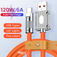 120W 6A Super Fast Charge Type-CสายเคเบิลซิลิโคนเหลวQuick ChargeสายUSBสำหรับHuawei Samsung Xiaomi Pixel USB Bold Data Line-JHU STORE