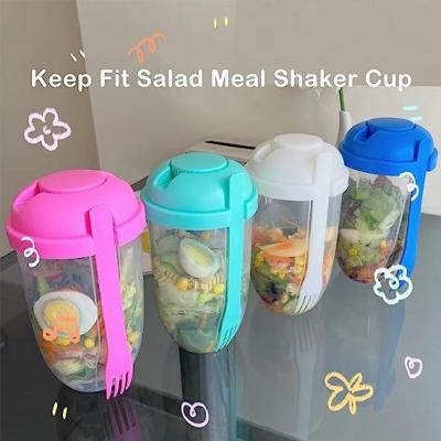 Portable Breakfast Cups Cereal Nut Yogurt Salad Cup Container Set with Fork Sauce Bottle Food Storage Bento Box Lunch