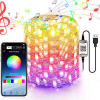 New Bluetooth LED Fairy Garland Light APP Control RGB LED String Christmas Party Bar Interior Decoration Copper Wire Lighting