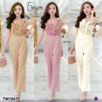 TT18470 Jumpsuit จั้มสูทแขนกุดขายาว อกระบาย .Jumpsuit Jumpsuit Sleeveless Selling Low Cleansing ..