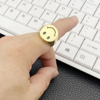 Trendy Happy Smiley Face Stainless Steel Ring Vintege Gathic Opening Adjustable Rings for Women Dropsshipping