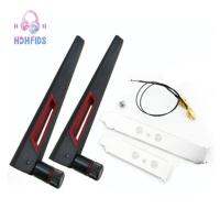 ✢ 2X8Dbi Dual Band M.2 IPEX MHF4 U.Fl Cable to RP-SMA Pigtail WiFi Antenna Set for Intel AX210 AX200 9260 9560 NGFF Card