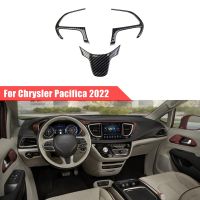 3Pcs/Set Carbon Fiber Car Steering Wheel Decoration Cover Trim Sticker for Chrysler Pacifica 2022+