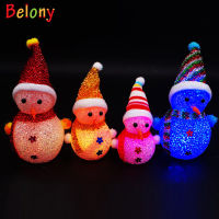 Belony คริสต์มาสบรรยากาศจี้ประดับคริสต์มาสการ์ตูนสโนว์แมนสีเปลี่ยนไฟกลางคืน LED