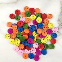 ；‘。、’ (100 Pcs/Pack) 2 Holes Mixed Colors Wood Buttons Maker For Craft Round Sewing Scrapbook Handwork DIY Dress Home Decoration