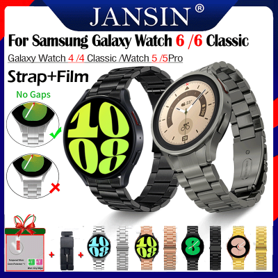No Gaps สายนาฬิกาข้อมือสเตนเลส โลหะ สไตล์คลาสสิก สําหรับ Samsung Galaxy Watch 6 5 4 40มม.44มม.Galaxy Watch 6 Classic 47มม.43มม. 4Classic 46มม.42มม.Watch 5 Pro 45มม.