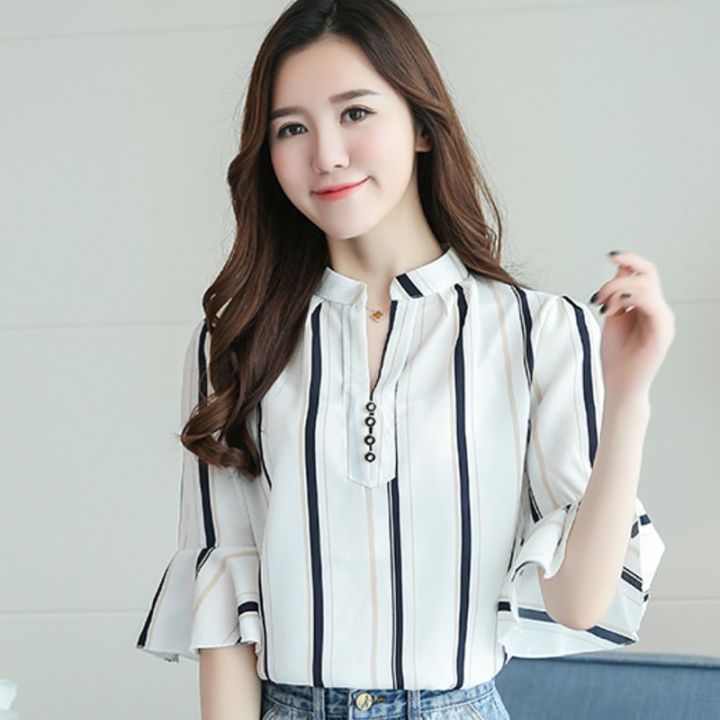 floral-blouse-ashion-korean-tops-summer-short-sleeve-plus-size-shirt-lady