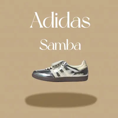Wales Bonner x adidas Samba เป็นแฟชั่น รองเท้าเดียวกันของผู้ชายและผู้หญิง สีเงินสดใส รองเท้าเดิน รองเท้าผู้ชาย forum low รองเท้าหญิง รองเท้าเดิน
