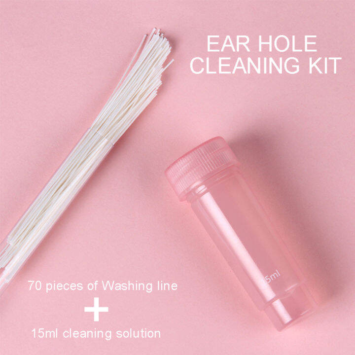 70 Piece Perforated Ear Cleaning Kit Herb Solution Paper Dental Floss Pierced Ear Care Tool Kit