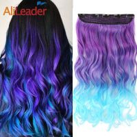 Alileader 22inch Synthetic Clip On Hair Extensions Natural Rainbow Hairpieces 5 Clips in One Piece Hair Multi Colorful Body Wavy Wig  Hair Extensions