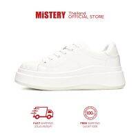 ✉☼◈ ftfl50731Store MISTERY รองเท้าผ้าใบส้นสูง หนังพียู แบบสวม รุ่น SHELL 1 สีขาว (MIS-1181)