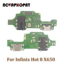 Novaphopat สำหรับ Infinix Hot 8 X650หูฟังช่องเสียบปลั๊กแท่นชาร์จยูเอสบีแจ็คเสียงไมค์ไมโครโฟนบอร์ดชาร์จสายเคเบิลงอได้