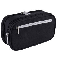 Pencil Case, Large Capacity Pencil Cases Pen Bag Pouch Holder Travel Cosmetic Make Up Bag Pouch Cable Bag Pouch with Multi Compartments for School Students Office Adults, Black