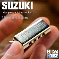 Mini EDC Harmonica Necklace Four-hole Eight-tone Portable Stress Relief Metal Harmonica Necklace Pendant ADHD Autism Fidget Toys