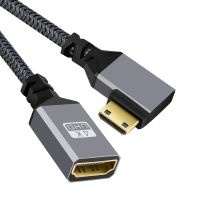 ◇☋ 4K 60HZ Nylon Braid Gold HD V2.0 MINI HDMI Cable Left turn right turn Male To HDMI Fmale Extension Cable For HDTV PS4 Projector