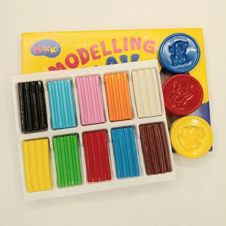 Nikki 10 Colours Fun Clays Modelling Clays Set With 3 Mini Moulds (MD