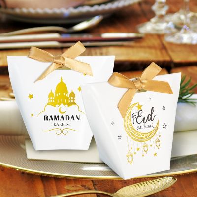 5/10pcs Eid Mubarak Candy Cookie Box Gift Bag Ramadan Kareem Decoration Home Islamic Muslim Festival Party Supplies Eid Al Adha