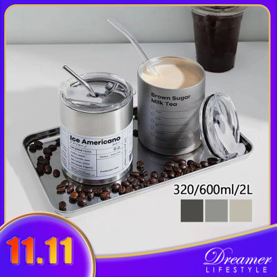 Dreamer[จัดส่งจากประเทศไทย] แก้วกาแฟ สไตล์อเมริกัน ความจุ 600ml มีหลอดดูดแถมให้ ทำจากสแตนเลส 304 เก็บได้ทั้งร้อนและเย็น พกพาสะดวก งานสวยย