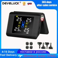 ™¤﹍ Develuck TPMS Wireless Car Tire Pressure Monitoring Intelligent System Solar Power LED Display Auto Alarm NEW Big Screen Sensor