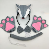 Boy Girl Animal 3D Wolf Headband Bow Tie Tail Paws Costume Gift Toy Festival Cosplay Birthday Party Wedding Decoration