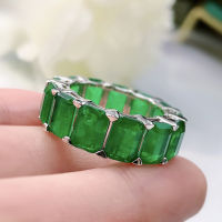 New Luxury 925 Sterling Silver Wedding Rings for Girlfriend Women Retro 5*7mm Emerald Gemstone Party Ring Fine Jewelry Gift