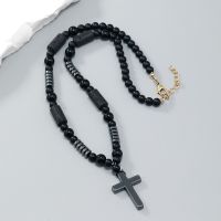 Mens Beaded Necklace Accessories Cross Volcano Stone Ball Personalized Necklace Mens Hip Hop Pendants