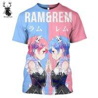 {Match maker}} SONSPEE อะนิเมะ Rezero คู่น้องสาวแม่บ้าน Ram และ Rem 3D พิมพ์เสื้อยืดผู้ชายสบายๆเสื้อ T ฤดูร้อน U Nisex แขนสั้นเสื้อผ้า Y334