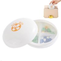 Small Pill Case Round Pill Organizer BPA Free 4 Compartments Vitamin Organizer Portable Travel Pill Case Purse Pill Box