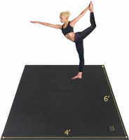 Gxmmat Large Yoga Mat 72"x 48"(6x4) x 7mm for Pilates Stretching Home Gym Workout, Extra Thick Non Slip Anti-Tear Exercise Mat, Use Without Shoes Black Real