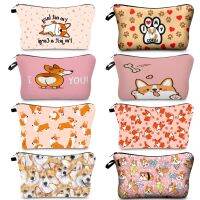 New Corgi Dog Print Makeup Bag Durable Travel Bags Boys Pencil Cases Present High Quality Female Travel Outdoor Cosmetic Bag