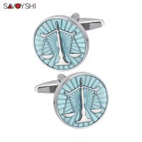 SAVOYSHI แฟชั่นสมดุลขนาด Cufflinks ชายเสื้อ Indigo เคลือบรอบ Cufflinks ทนายความของขวัญเครื่องประดับจัดส่งฟรี