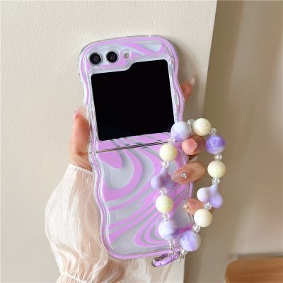 Pink Ripple Phone Case for Samsung Galaxy Z Flip 5 4 3 Protective Back Cover for ZFlip3 ZFlip4 ZFlip5 Case Shell Phone Cases