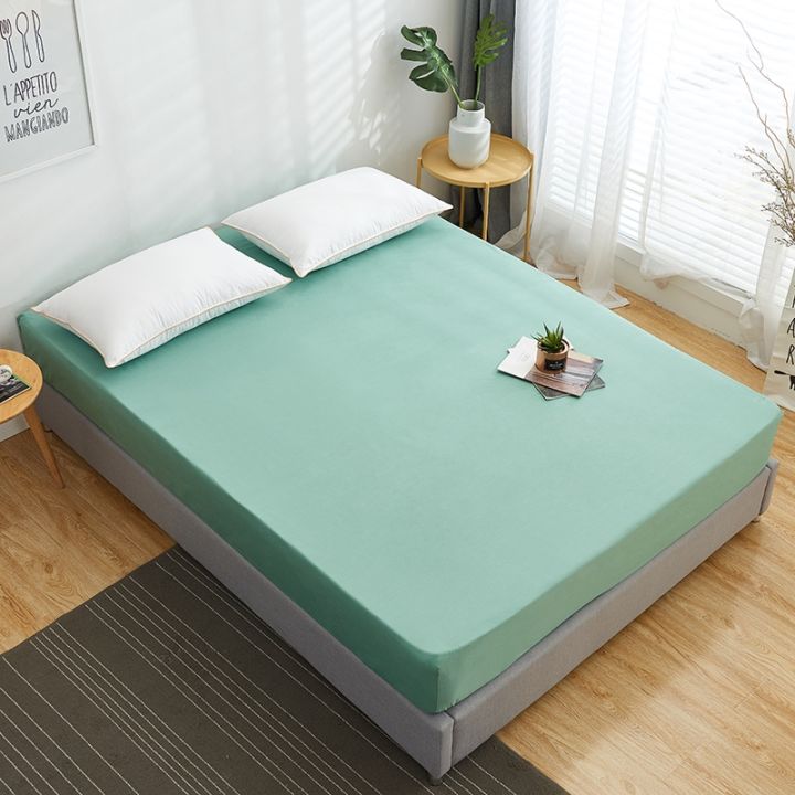 cotton-fitted-sheet-solid-color-bed-sheet-all-around-elastic-rubber-band-mattress-cover-queen-size-sheet-160x200