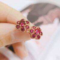 ✼▣✐ ZHOUYANG 2020 NEW โรแมนติกดอกไม้ Stud Earrings สำหรับผู้หญิงเล็ก ๆ น้อย ๆ น่ารักสีแดง AAA CZ ของขวัญวันเกิดสำหรับสาวแฟชั่นเครื่องประดับ E134