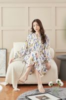 New!! เดรสคลุมท้อง/ให้นม Natalie Silk Shirt Dress: Floral Palette